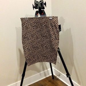 ANA Leopard Print Pull-On Skirt. Elastic Waist.